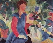 August Macke Madchen mit Fischglocke oil painting reproduction